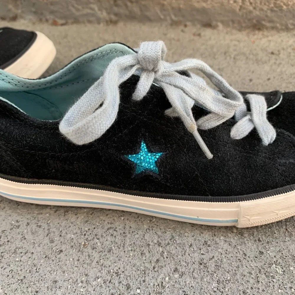 CONVERSE One Star Low Top Sneakers Girls 2.5 34 Y2K Black Suede Running Shoes